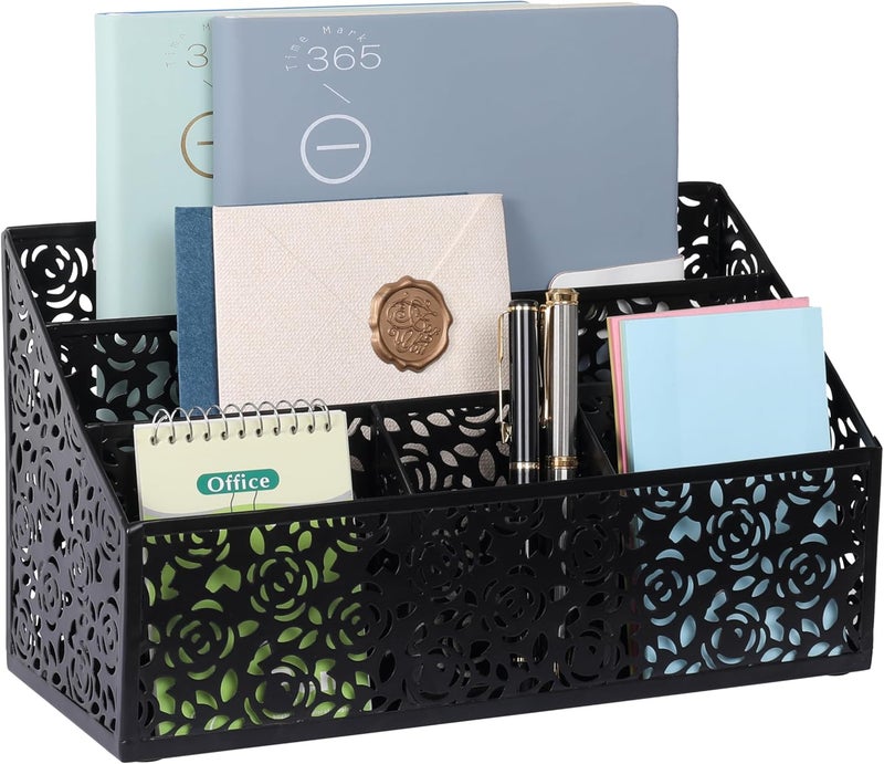 DINGTAI Mail Organizer Countertop, Modern Mail Holder Countertop, Desk Organizers and Accessories, Boho Desk Accessories, Bill Mail Papers Letters Organizer, Mail Sorters, Pencil holders(Black) - Image 1